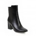 Autumn And Winter Women Fashion Solid Color Side Zipper Pu Square Toe Chunky Heel Mid-Calf Boots