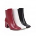 Autumn And Winter Women Fashion Solid Color Side Zipper Pu Square Toe Chunky Heel Mid-Calf Boots