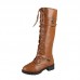 Women Fashion Plus Size Solid Color Strap Rivet High Boots