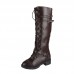 Women Fashion Plus Size Solid Color Strap Rivet High Boots