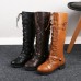 Women Fashion Plus Size Solid Color Strap Rivet High Boots