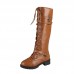 Women Fashion Plus Size Solid Color Strap Rivet High Boots