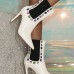 Women Fashion Plus Size Multicolor Rhinestone Pointed Toe High Heeled Mid-Calf Boots