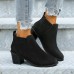 Women Fashion Casual Plus Size Pointed Toe Chunky Heel Short Boots