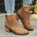 Women Fashion Casual Plus Size Pointed Toe Chunky Heel Short Boots