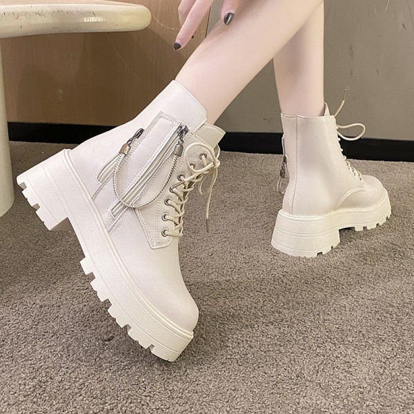 Women Fashion British Style Side Zipper Thick-Soled Short Boots