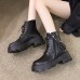 Women Fashion British Style Side Zipper Thick-Soled Short Boots