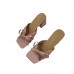 Satin Bow Know Thick Heel Women Summer Open Toe High Heels Slippers