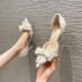 Women Fashion Bow Rhinestone Tip Toe Pumps