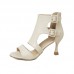 Summer Women Fashion Plus Size Open Toe Belt Buckle Heel Zipper High Heel Sandals