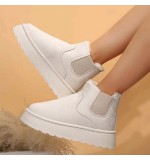 Autumn Winter Women Fashion Plus Size Warm Fleece-Lined Round Toe Thick-Soled Snow Boots