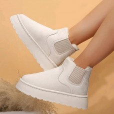 Autumn Winter Women Fashion Plus Size Warm Fleece-Lined Round Toe Thick-Soled Snow Boots